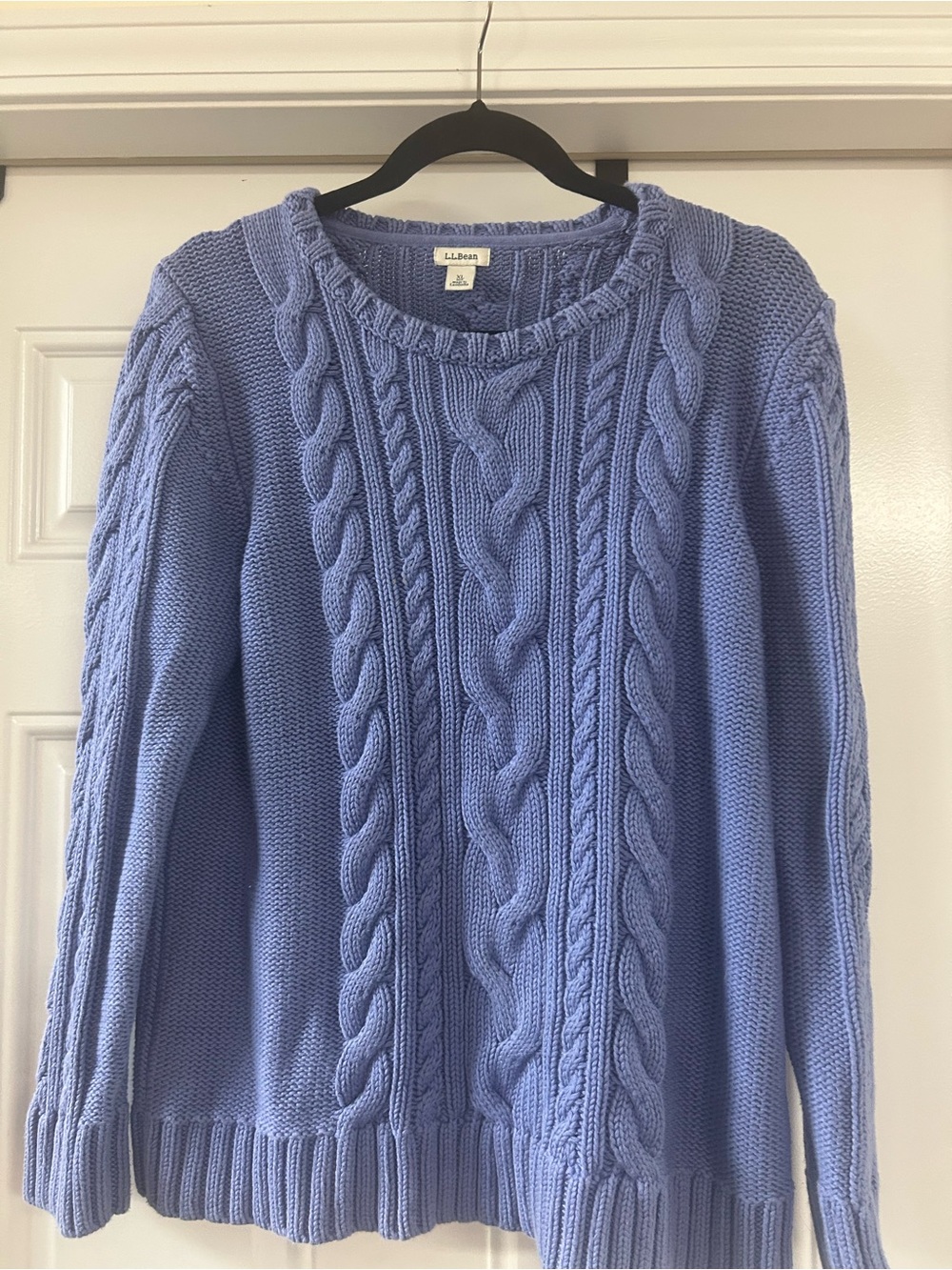 L.L. Bean Lavender Cable-Knit Crewneck Sweater